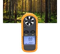 KIMISS Anémomètre Numérique de Poche avec écran LCD pour Mesurer la Vitesse du Vent et la Température - Compteur de Vitesse du Vent Portable avec Pile Bouton, Couvercle en Silicone et Cordon