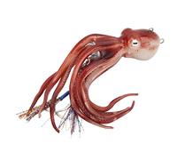 KIMISS Appât de Calmar de Pêche Conception d'encre Artificielle en Spray Rouge Leurre de Pieuvre pour la Pêche en Mer - TPE et Acier Inoxydable, Mouvement Réaliste, Crochet dissimulé