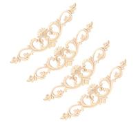 KIMISS Appliques et Onlays en Bois 4 Pièces en Bois Non Peint sculpté, Magnifique Décalcomanie de Sculpture, Décoration de Meubles de Clôture de Jardin 30x8cm