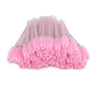 KIMISS Baguettes de Mascara Jetables Portables en Nylon, Brosses à Cils et à Sourcils pour Application de Maquillage, 50 Pièces (PINK)