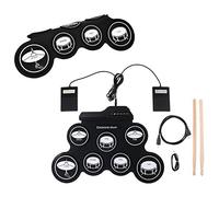 KIMISS Batterie électronique 7 Pads 5 Accordages 8 Chansons de Démonstration 3 Rythmes Portable USB Roll Up Drum Practice Pad avec 40 Leçons de Batterie Incluses, Jouets d'instruments Cadeaux de