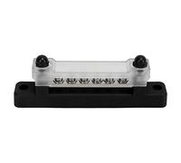 KIMISS Bloc de Distribution d'énergie avec Couvercle, Barre de Bus à 6 Bornes pour Voiture, Bateau, Camping-Car - Barre de Bus de Batterie 150 A avec Goujons de Borne M6, Vis de Borne M4 (Black)