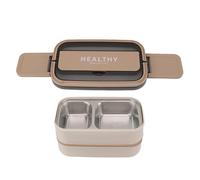 KIMISS Boîte à Double Couche - Boîte à Déjeuner Portable en Acier Inoxydable 316 avec Compartiment et Couverts, Idéale pour le Travail, l'école et le Bureau - Capacité de 1400 Ml (lait d'abricot)