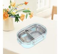 KIMISS Boîte à Portable en Acier Inoxydable de 650 Ml, Récipient à Déjeuner étanche pour étudiants et - Comprend des Trous d'échappement, une Base Anti-S et une Cuillère (BLUE)