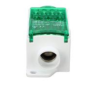 KIMISS Boîte de Jonction de Bornier, Boîte de Distribution d'énergie sur Rail Din Unipolaire, 690 V 250 A Isolée avec Connecteurs en Laiton pour Armoires et Circuits électriques (Green)