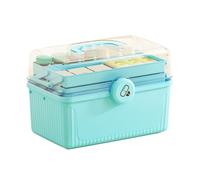 KIMISS Boîte de Rangement de Médicaments de Grande capacité avec 3 Couches, Boîte de Rangement étanche pour Médicaments, Résistante aux Chocs, Portable pour la Maison et l'extérieur, Boîtes (Bleu