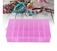 KIMISS Boîte de Rangement en Plastique à 24 Grilles, Organisateur pour Bijoux, Perles, Petites Pièces - Récipient Artisanal Détachable et adapté aux Voyages (PINK)
