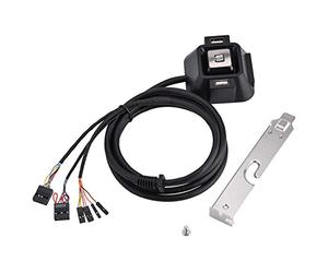 KIMISS Boîtier de Commutateur Pratique pour PC de Bureau avec Deux Ports USB, Bouton de Réinitialisation de l'alimentation et Port de Microphone - pour la Maison, Le