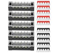 KIMISS bornier à vis, 5pcs double rangée 6 positions 600V 15A bornier à vis + pré-isolé bande de barrière de borne