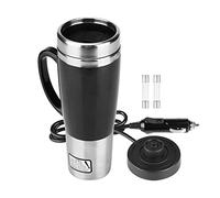 KIMISS Bouilloire de voiture - 450 ml - 12 V - En acier inoxydable - Pour le chauffage de voyage - Tasse à café chaud - Noir (12 V)