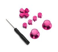KIMISS Bouton de Rechange en Métal pour Manette de Jeu - Accessoire en Aluminium Léger - Prise en Main et Sensation Tactile Améliorées - 4 Couleurs élégantes avec Tournevis Inclus (Rose rouge)