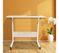 KIMISS Bureau d'étude pour Ordinateur Portable Réglable - Table Téléphone Mobile Amovible en Noyer foncé, Hauteur Réglable avec Roues pour Plus de commodité (Couleur de l'érable Blanc)