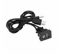 KIMISS Câble de Montage Encastré, Le Noir 3.5mm AUX Câble de Prise Casque USB Voiture(Longueur du câble : 103 cm / 40,6") Compatible avec la Plupart des Voitures AUX 3,5 mm