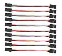 KIMISS Câbles d'extension de Servo à 3 Broches, 10 Pièces, pour Modèles de Voitures, Ligne de Connexion à Noyau en Laiton pour Servomoteurs Futaba et JR (100mm Femelle à Femelle)