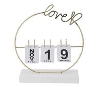 KIMISS Calendrier de Bureau Perpétuel à Rabat avec Lumière LED - Calendrier de Table Moderne en Métal pour la Décoration de la Maison (Sol blanc)