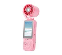 KIMISS Caméra POV Portable, Caméra d'action Personnelle 4K 64MP, Objectif Rotatif à 180 Degrés, écran Numérique de Vitesse, Support pour Trépied, Ventilateur pour Voyage et (Rose)