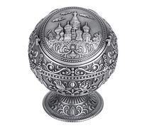 KIMISS Cendrier en Métal Coupe-vent avec Design Décoratif pour Usage Intérieur, Boule Ronde Vintage, Cadeau pour la Maison (château d'étain)