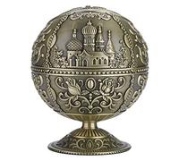 KIMISS Cendrier en Métal Coupe-vent avec Design Décoratif pour Usage Intérieur, Boule Ronde Vintage, Cadeau pour la Maison (château de bronze)