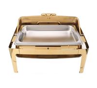KIMISS Chafing Dish de qualité Supérieure pour Buffet en Acier Inoxydable Chafer 9 L Chauffe-plats pour Buffet avec Couvercle en Verre Transparent et Méthode de Chauffage de Haute qualité (Plaqué Or)