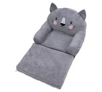 KIMISS Chaise pour Enfant Style Dessin animé Gris - Canapé Pliable pour bébé avec Large Poignée et Dossier Stable - Canapé Confortable pour la Maison, la Chambre, la Salle de Jeux et les Jeux (2