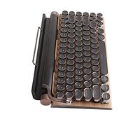 KIMISS Clavier de Machine à écrire 83, Touches Mécaniques sans Fil Bluetooth Vintage avec Capuchon Rond en Métal Couleur Grain de Bois (Couleur du Grain du Bois)