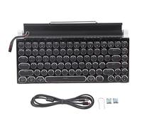KIMISS Clavier de Machine à écrire 83, Touches Mécaniques sans Fil Bluetooth Vintage avec Capuchon Rond en Métal Couleur Grain de Bois (Noir)