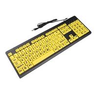 KIMISS Clavier USB Filaire à Gros Caractères avec Boutons Jaunes - Idéal pour Les Personnes âgées et Les Utilisateurs Malvoyants, 108 Touches pour et OS