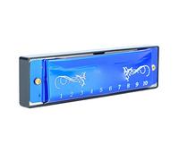 KIMISS Convient pour Harmonica Professionnel à 10 Trous en clé C - Orgue à Bouche 20 Airs avec étui, Idéal pour les Débutants, Design Compact et Léger pour un Jeu facile. (BLUE)