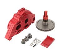 KIMISS Couvercle de Boîte de Vitesses RC, Boîte de Transmission en Alliage d'aluminium pour Voiture SENTON Granit Typhon 1/10 RC avec Roue Dentée et Jeu de Pignons (Rouge)