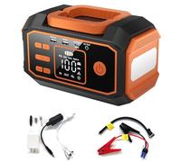 KIMISS Démarreur de Saut de Voiture et Pneu du Compresseur D'Air, 10000mAh Pompe à Air sans Fil Portable avec Lumière LED D'urgence, Charge Rapide PD, Garde de Surcharge pour Berlines,