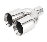 KIMISS Double Embout D'échappement, 63x89mm Voiture Double Embout D'échappement en Acier Inoxydable Argent Soudé sur Tuyau D'échappement Universel en Forme de Y pour Automobiles
