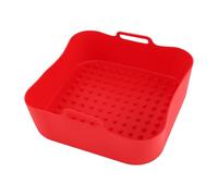 KIMISS Doublures Réutilisables en Silicone pour Friteuse à Air, pour Paniers Carrés, Parfaites pour les Friteuses à Air de 5QT à 8QT, Plaque de Cuisson Rouge Antiadhésive