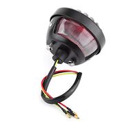 KIMISS Duokon Feu de Frein Arrière de Moto, Noir Rond Étanche Remplacement Feu Stop pour Bobber Chopper Scooters ATV