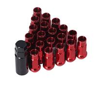 KIMISS Écrous de Roue, Universels 20pcs M12x1.25 Écrous de Roue en Métal Accessoires de Voiture Universels(Rouge)