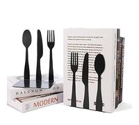 KIMISS Elegant Cutlery Serre-Livres - Metal Fork and Spoon Deco Book Se Termine pour la Maison, Le Bureau et Les étagères Scolaires