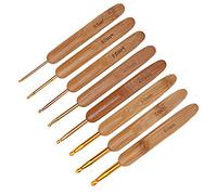 KIMISS Ensemble de Crochets de Crochet Ergonomique - 8 Pcs Manche en Bambou Aiguilles de Tricot pour les Débutants et les Artisans Expérimentés, Idéal pour les écharpes, les Pulls, Plus