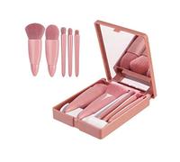 KIMISS Ensemble de Mini Pinceaux de Maquillage, 5 Pièces, Pinceaux Cosmétiques de Voyage Portables en Fibres Artificielles Douces avec Boîte de Rangement et Miroir