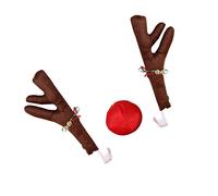 KIMISS Ensemble de Nez en Bois de Renne pour Voiture - Décoration de Noël Mignonne avec Cloches pour Un Style de Voiture Festif - Ajustement Universel pour Tout Véhicule (Brown)