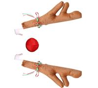 KIMISS Ensemble de Nez en Bois de Renne pour Voiture - Décoration de Noël Mignonne avec Cloches pour Un Style de Voiture Festif - Ajustement Universel pour Tout Véhicule (Kaki)