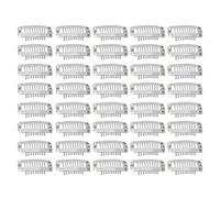 KIMISS Ensemble de Pinces à Perruque 40 Pièces-pinces à Peigne à Pression en Acier Inoxydable à 9 Dents pour Extensions de Cheveux Bricolage-accessoires de Fixation de Perruque Sécurisés, 1,3 Pouces