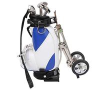 KIMISS Ensemble de Stylos de Bureau-3 Stylos à Bille avec Mini Porte-Sacs-Ensemble de en Alliage de Zinc pour la Décoration de Bureau ou de Maison (Bleu Blanc)