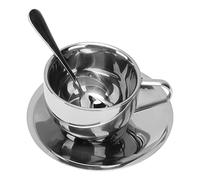 KIMISS Ensemble de Tasses à café Isolées de 180 Ml, Tasse à café en Acier Inoxydable 304 de Style Milan de 180 Ml avec Soucoupes en Acier Inoxydable, Ensemble de Tasses à Cuillère,