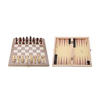 KIMISS Ensemble d'échecs, 12 X12 Wooden 3 en 1 Checkers Backgammon Pliage Board Portable Travel T OP Game Toy Tabletop
