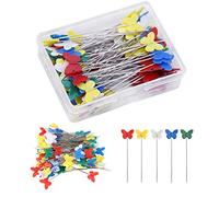 KIMISS Épingles de Couture Colorées pour Le Quilting et l'artisanat - 200 Pièces d'épingles à Coudre à Tête Plate en Forme de Papillon, Ensemble de Couleurs Mélangées - Parfaites pour Marquer Les