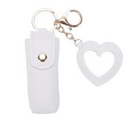 KIMISS Étui Porte-Rouge à Lèvres avec Miroir, Organisateur de Voyage à Lèvres Portable pour Femmes, Porte-clés élégant en Cuir PU (White)