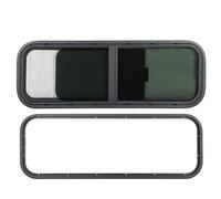 KIMISS Fenêtre de Camping-car avec écran, 900x300mm Fenêtre de Camping-car Coulissante à Angle Rond Fenêtre en Verre trempé Noir pour Remorque de Camping-car