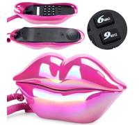 KIMISS Galvanoplastie en Forme de Lèvre Rouge, Accessoires de Téléphone à Lèvres à la Mode avec Décoration de Téléphone Rétro Sexy et Unique