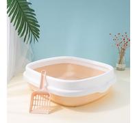 KIMISS Grand Bac à Litière Semi-fermé pour Chat - Résistance aux éclaboussures épaisse, Espace Idéal pour Les Chats, Comprend Une Pelle à Litière (L)