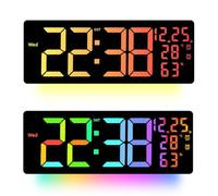 KIMISS Grande Horloge Murale RVB avec Télécommande Multifonction pour Salon - Horloge Numérique à Changement de Couleur pour Une Gestion Facile du Temps