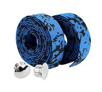 KIMISS Guidon de Vélo de Route Camouflage Guidon Wrap Mousse de Caoutchouc 2pcs Vélo de Route Vélo Guidon Grip Wrap Tape 2 Bouchons de Barre (Noir Blanc) (Bleu Noir)